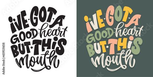 Set with hand drawn lettering quotes in modern calligraphy style . Slogans for print and poster design. Vector. T-shirt design, mug print