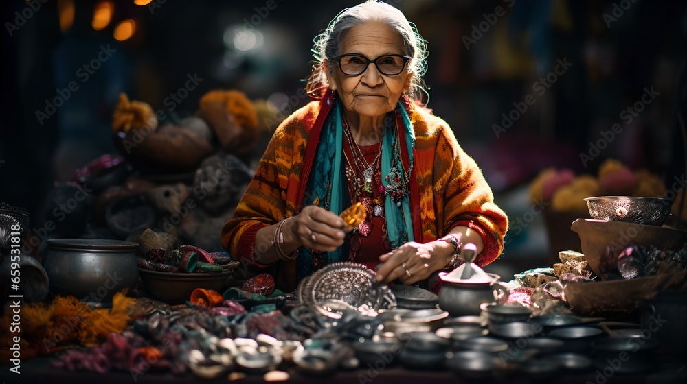 Craftsperson smiling while working on pottery in traditional workshop Craftsperson smiling while working on pottery in traditional workshop