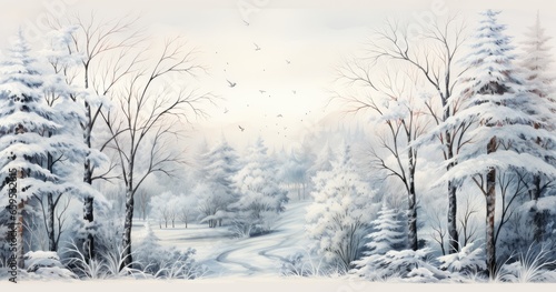 winter forest in the snow