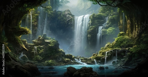 waterfall in the jungle photo