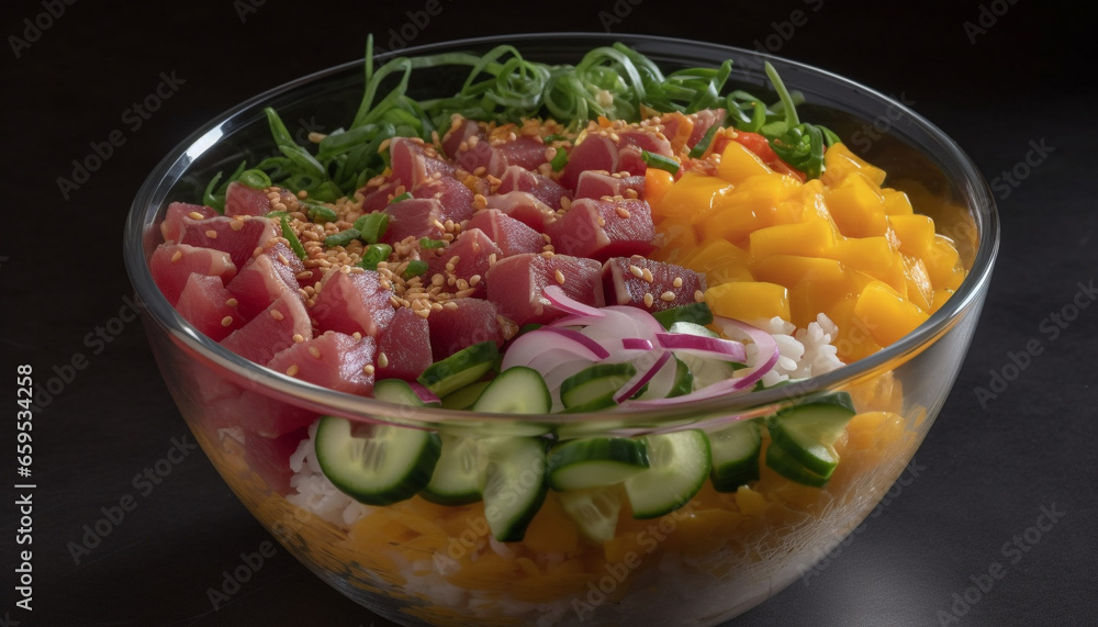 Fresh gourmet salad, a healthy vegetarian meal with organic ingredients generated by AI Fresh gourmet salad, a healthy vegetarian meal with organic ingredients generated by AI