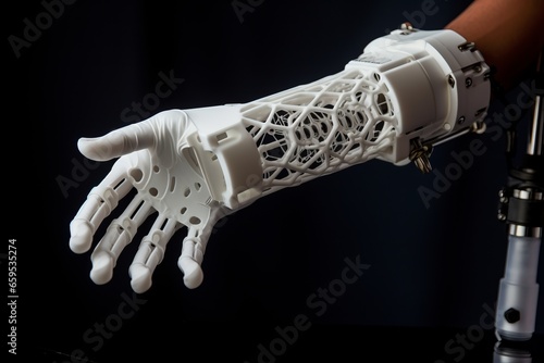 Model a hand prosthesis. 3D printing technology being used in a medical context.