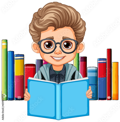 Smart Boy Reading Book