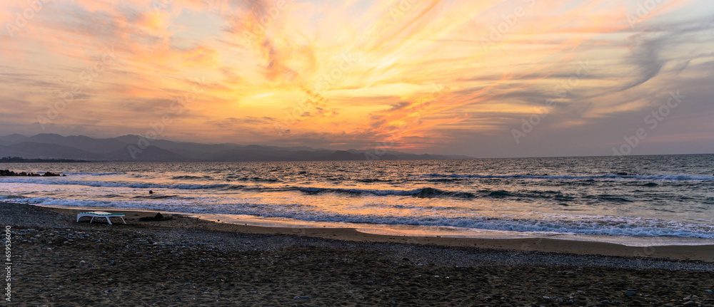 Fototapeta premium evening relaxation on the shores of the Mediterranean sea