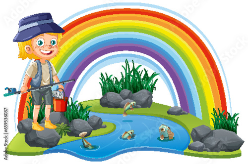 Fisherman fishing in nature