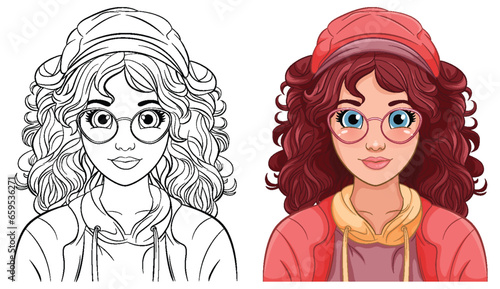 Woman portrait wearing cap and glasses