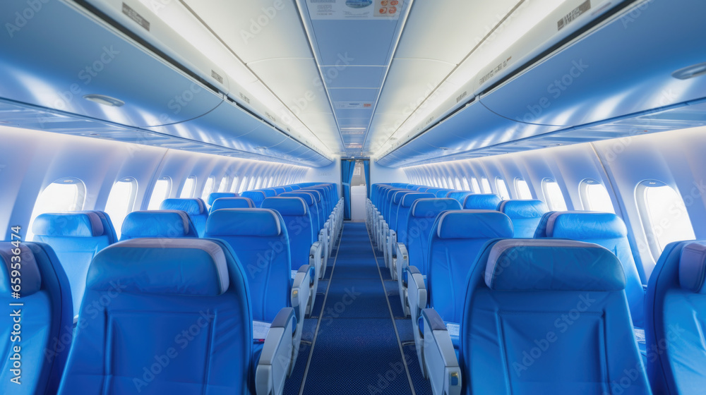 Modern Airplane seats in perspective. Transportation concept. Modern Airplane seats in perspective. Transportation concept.