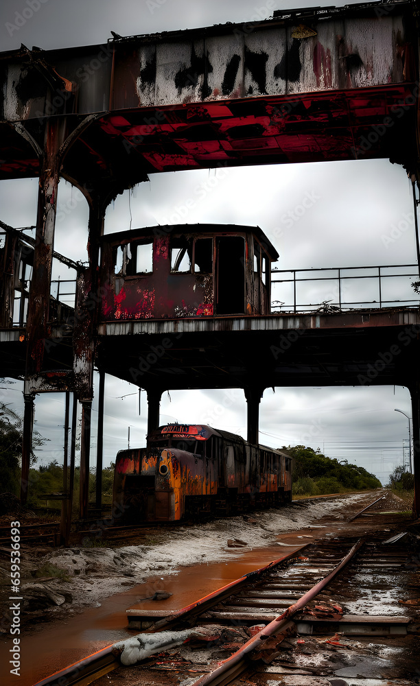Obraz premium Old Abandoned Dilapidated Rail Yard