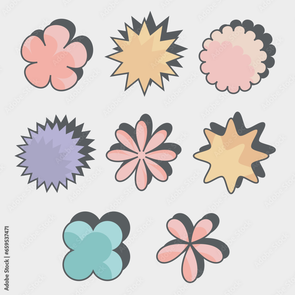 Obraz premium Creative Basic Badge Shape Illustration Set