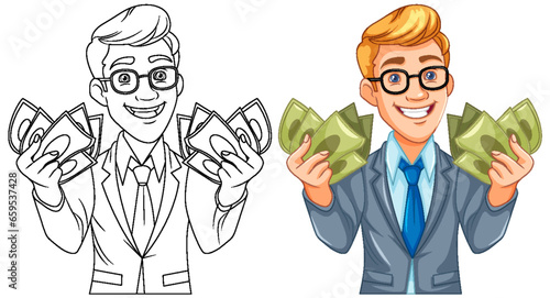 Youth business man holding money