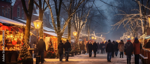 evening christmas market at old town hall square © Ruslan Gilmanshin