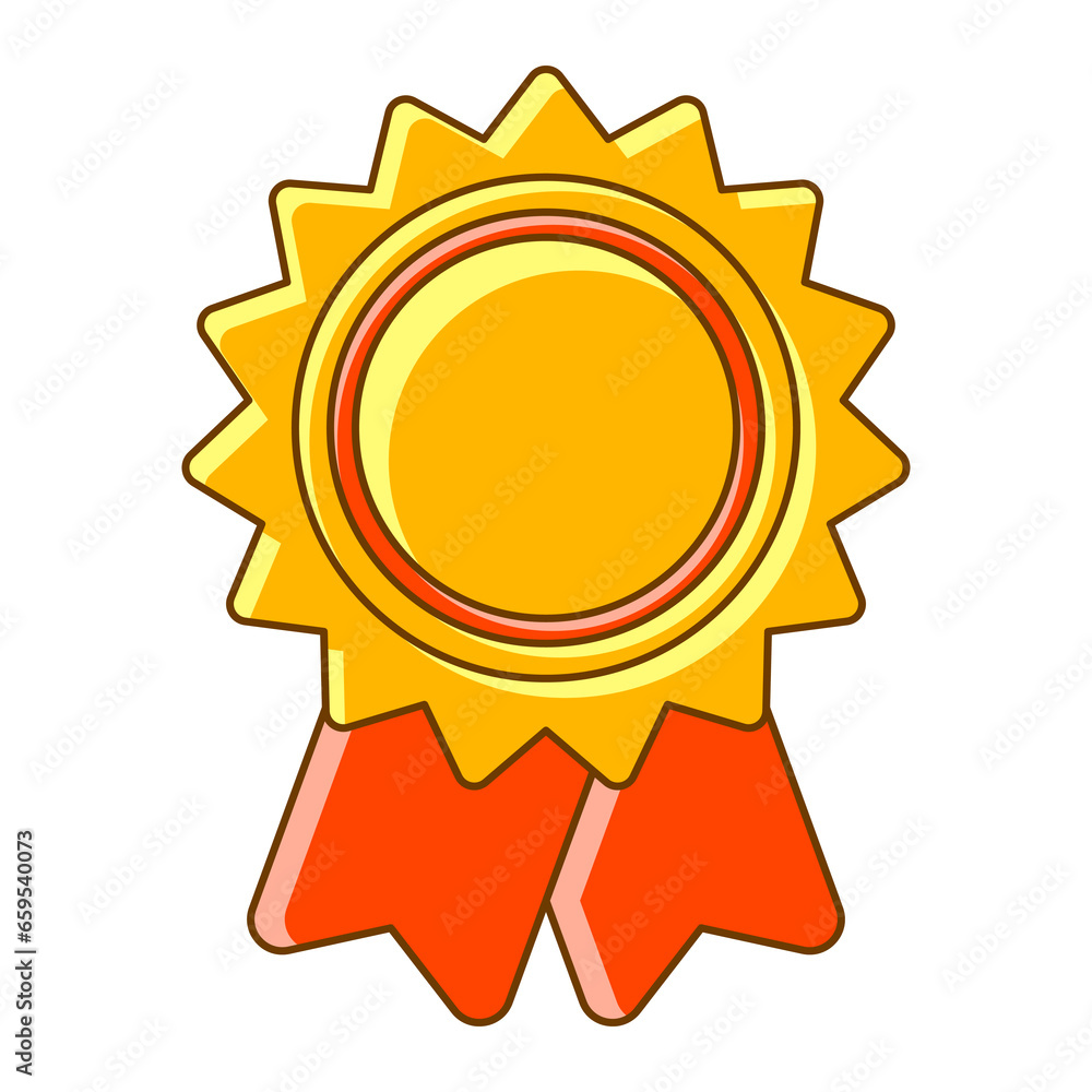 Gold medal with ribbon. Illustration of award for sports or corporate competitions. Gold medal with ribbon. Illustration of award for sports or corporate competitions.
