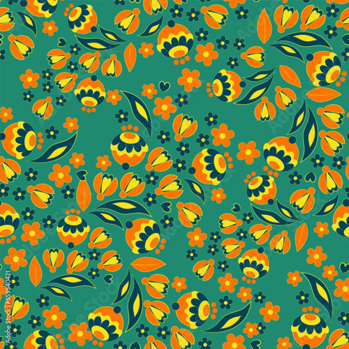 Seamless pattern with flowers. Vector Floral Illustration