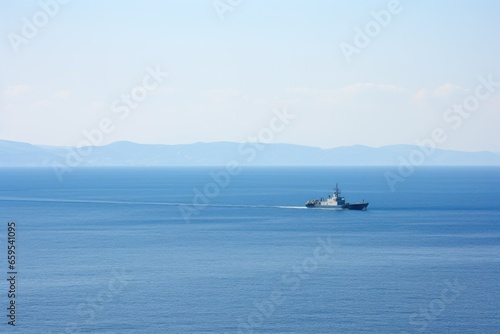distant view of a patrol boat on open sea
