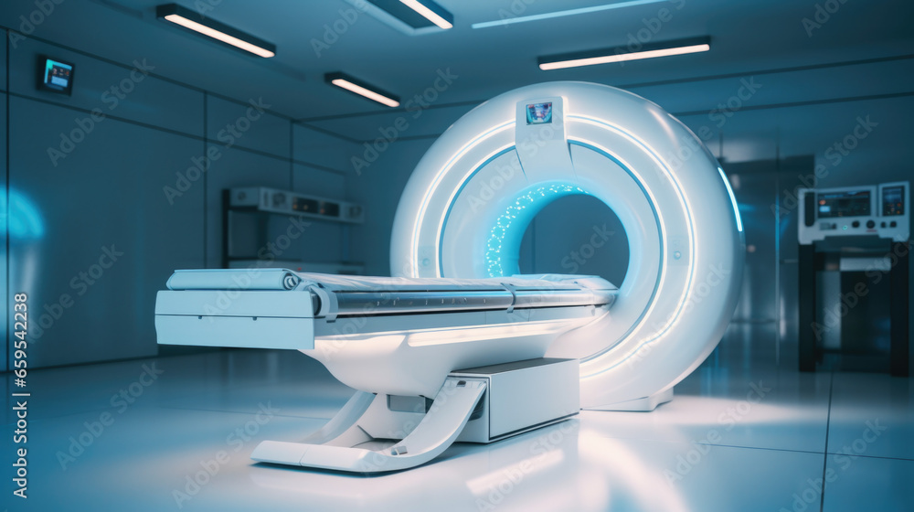 MRI - Magnetic resonance imaging scan device in Hospital. Medical Equipment and Health Care MRI - Magnetic resonance imaging scan device in Hospital. Medical Equipment and Health Care