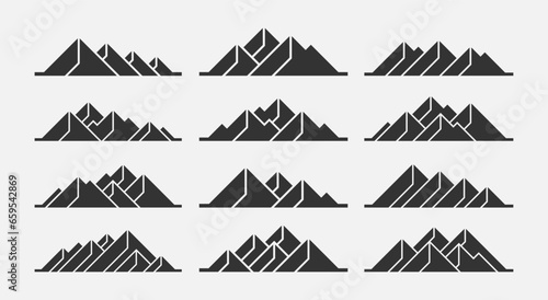 Modern technology geometric flat mountain peak icon logo design set