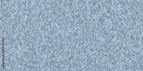 Blue old seamless denim faded texture. Endless pattern on canvas with vertical stitches. Melange fabric material. Abstract vector background.