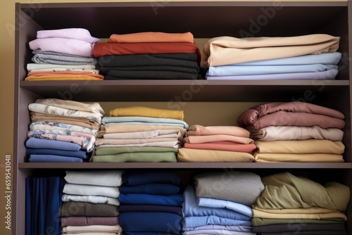 affordable clothes folded neatly on a shelf photo