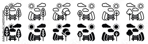 Park line icon set. Playing park, public space, garden icon symbol. Vector illustration