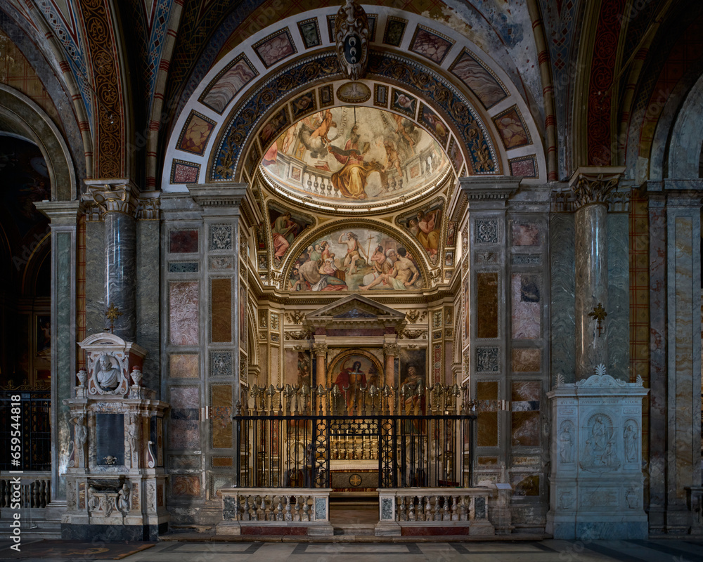 Side chapel  the gothic church of Santa Maria sopra Minerva in Rome, Italy