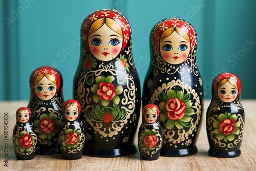 graduated set of nesting russian dolls photo
