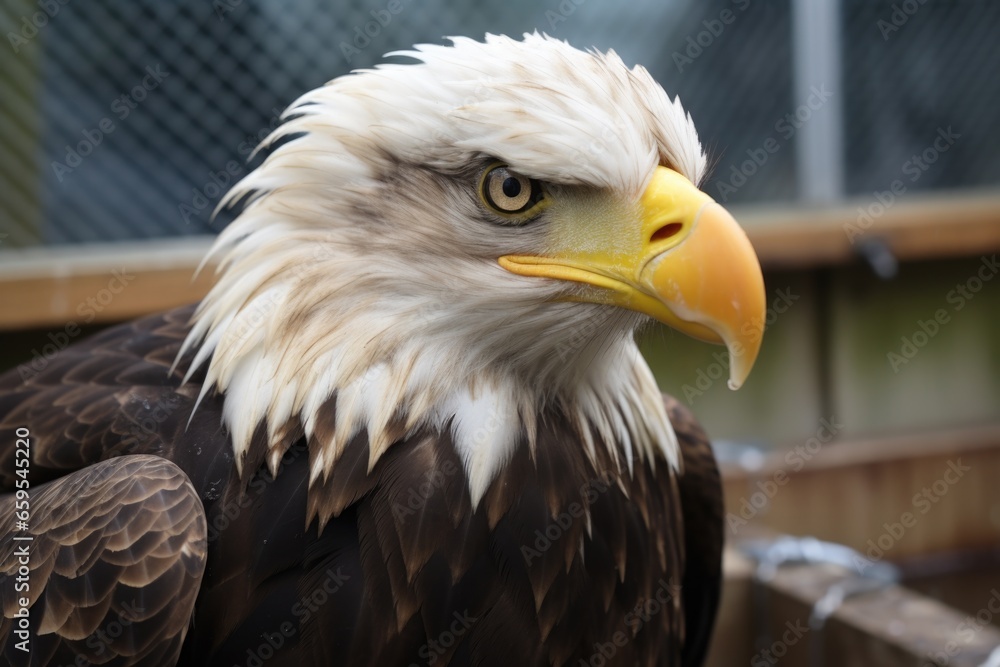 Obraz premium a rehabilitated eagle preparing for release