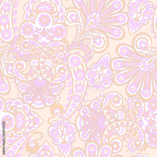 Paisley floral seamless vector pattern 