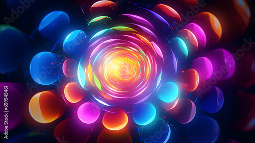 Abstract background with colorful circles, 3d illustration.
