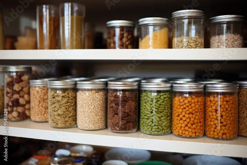 cans of food being organized on pantry shelves