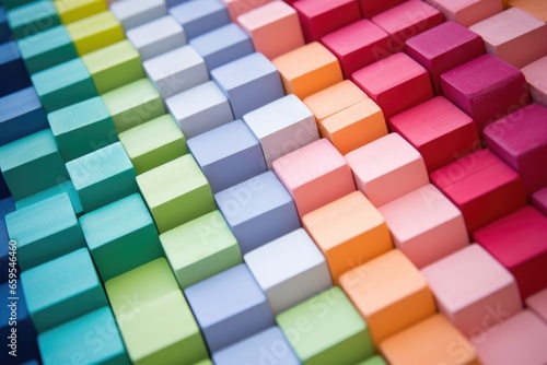 organized piles of colorful blocks in ascending order