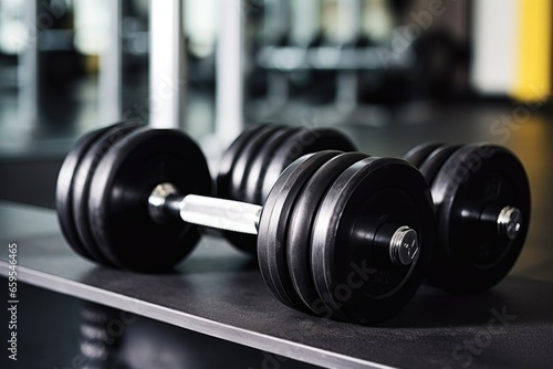 close-up of dumbbells for core-strengthening exercises
