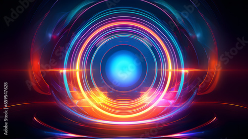 Abstract colorful background with circles, illustration Futuristic technology style, ai generated