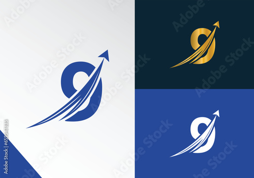 Letter 9 with Finance logo concept. marketing and growth arrow financial business logo design