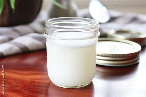jar of diy coconut oil furniture polish