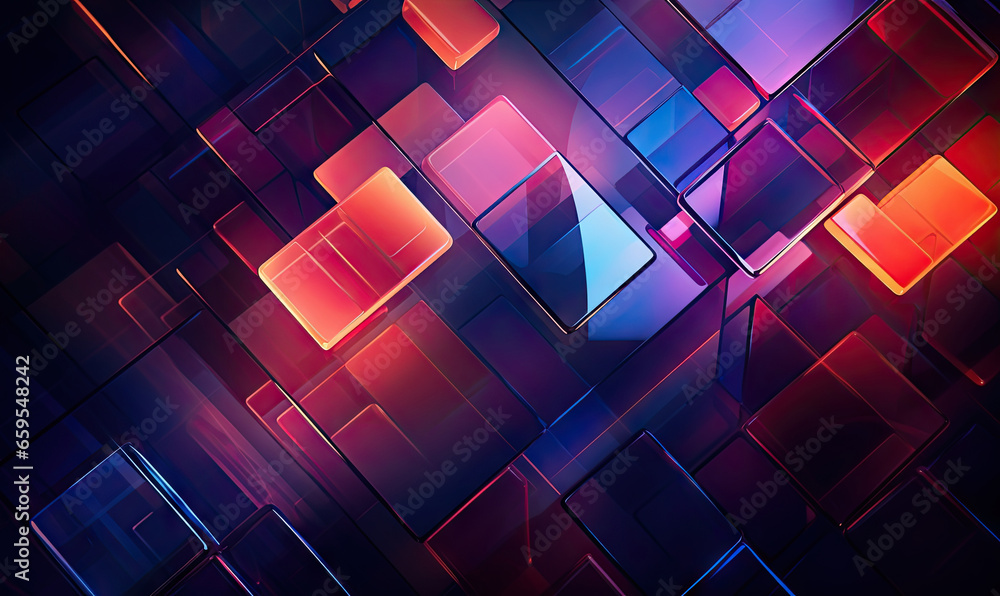 Abstract glassmorphism design with luminous geometric shapes. Abstract glassmorphism design with luminous geometric shapes.