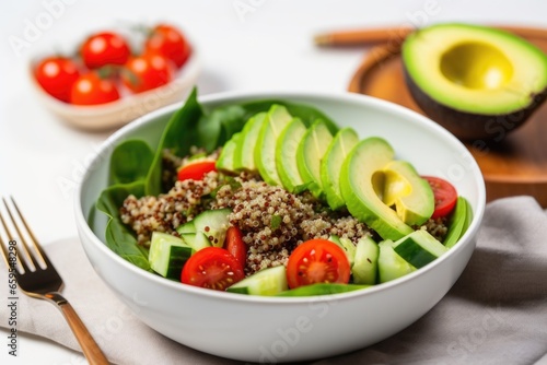 avocado salad with a spoonful of quinoa on side