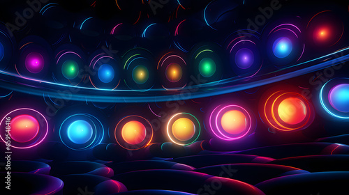 Abstract futuristic background with glowing circles and lights