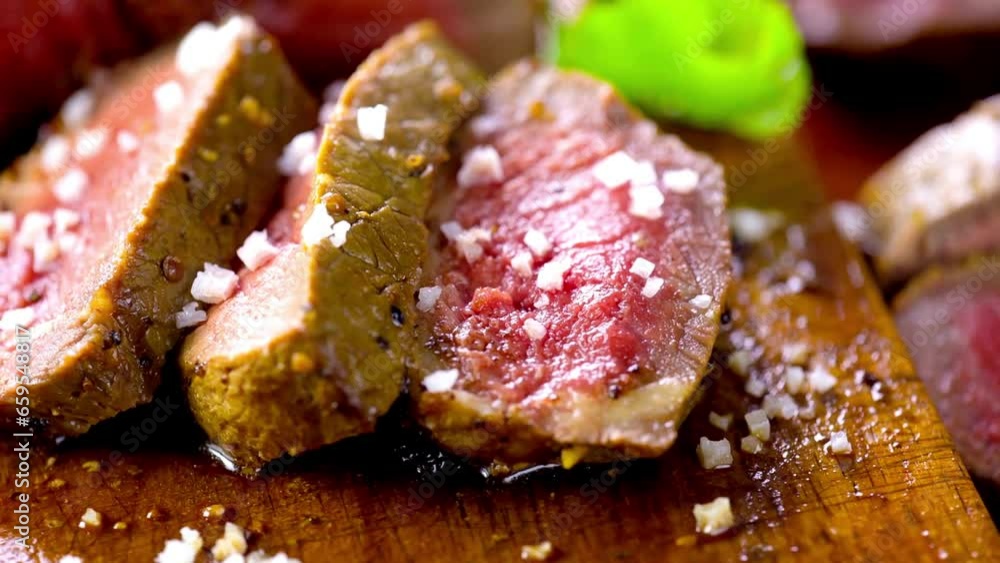 High-Quality 4K Video: Close-Up of Raw Beef Steak - Culinary Delight High-Quality 4K Video: Close-Up of Raw Beef Steak - Culinary Delight