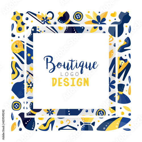 Boutique Fashion Banner Design with Garment and Hanger Vector Template