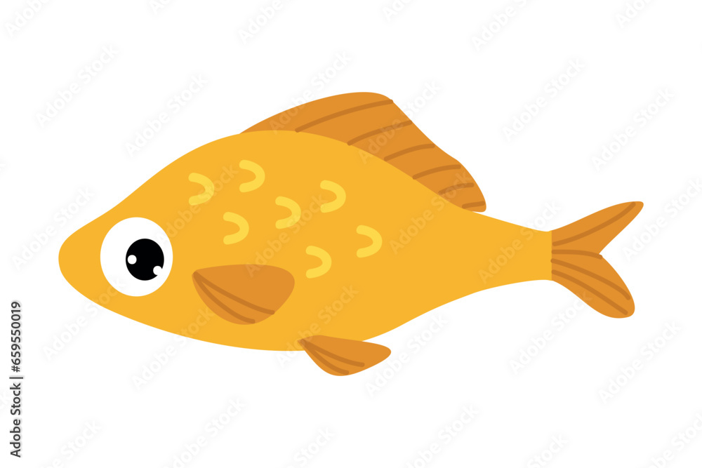 Sea and Freshwater Fish with Fins Swimming Vector Illustration Sea and Freshwater Fish with Fins Swimming Vector Illustration