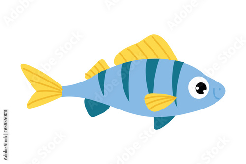 Sea and Freshwater Fish with Fins Swimming Vector Illustration