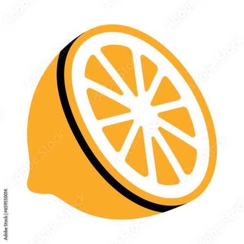 Lemon Half as Fresh Citrus Cut for Herbal Drink Vector Illustration