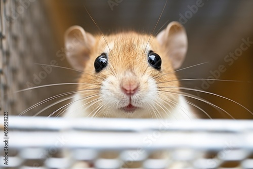 a surrendered pet hamster in a cage at a rescue center