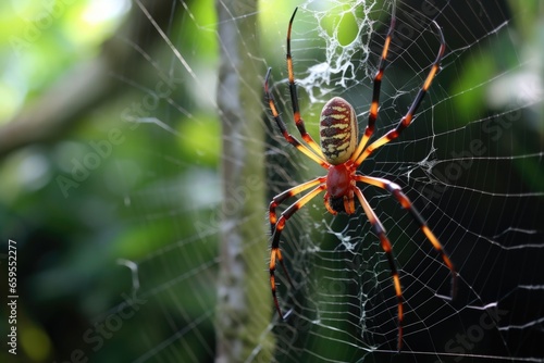 spider trapping and feeding on prey in its web
