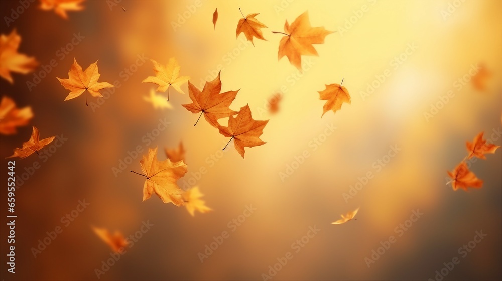 Realistic falling leaves. Autumn forest maple leaf in september season, flying orange foliage from tree on ground background Realistic falling leaves. Autumn forest maple leaf in september season, flying orange foliage from tree on ground background
