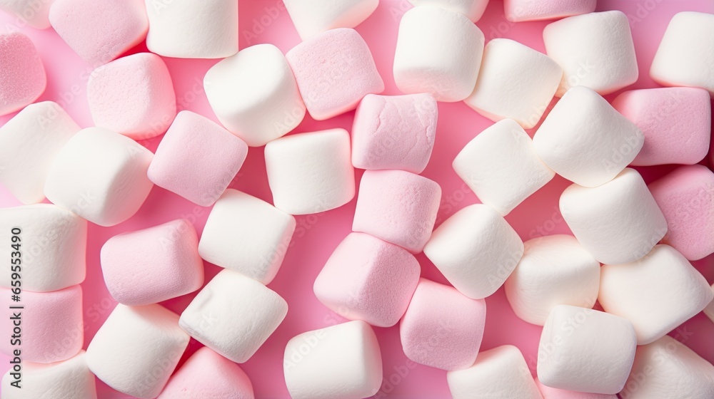marshmallows on a pink background for a background. generative ai marshmallows on a pink background for a background. generative ai