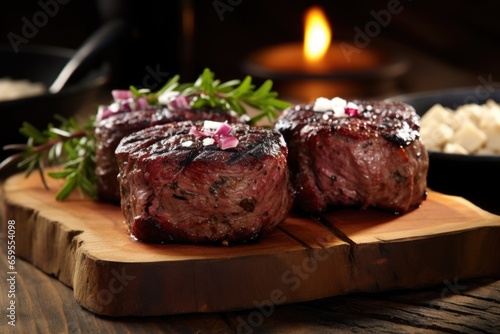 gourmet wild game burgers featuring venison or bison photo