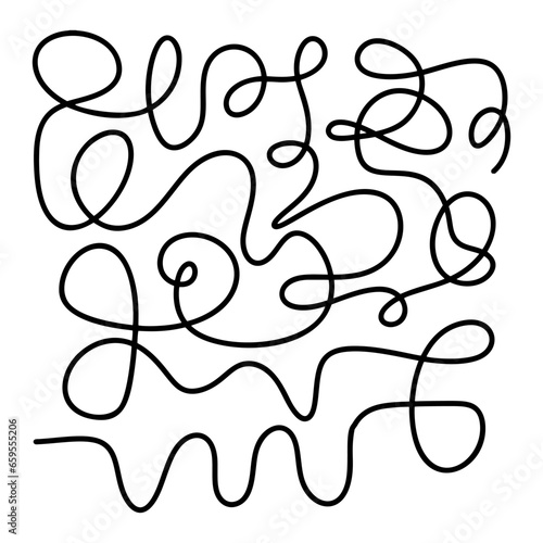 Continuous one line doodles drawing. Mid century modern minimalist art print vector. Abstract contemporary trandy aesthetic background