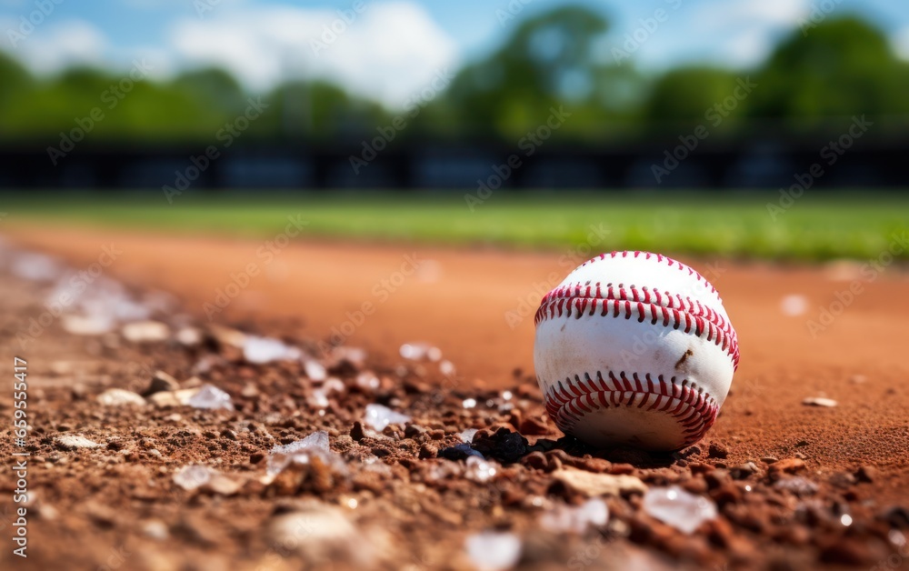 Baseball on the Infield Chalk Line