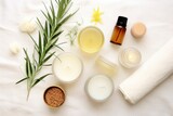 flat lay of natural organic skincare products